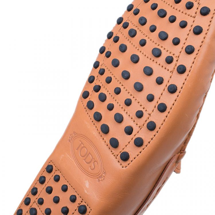 Pre Owned Tod's Orange Leather Penny Loafers Size 42
