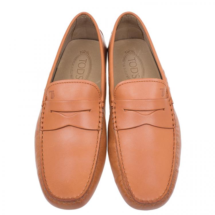Pre Owned Tod's Orange Leather Penny Loafers Size 42