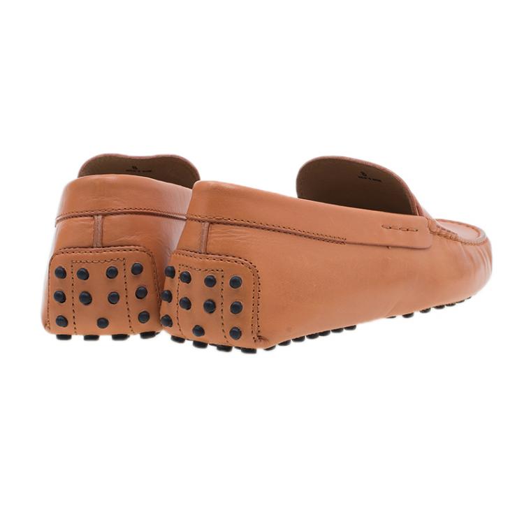 Pre Owned Tod's Orange Leather Penny Loafers Size 42