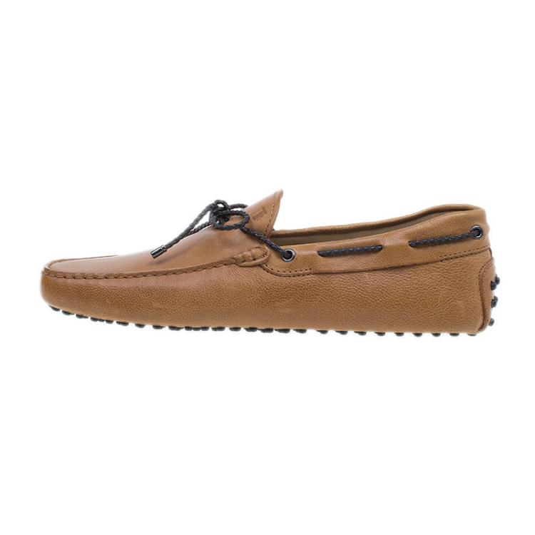 Pre Owned Tod's Brown Leather Bow Loafers Size 42.5