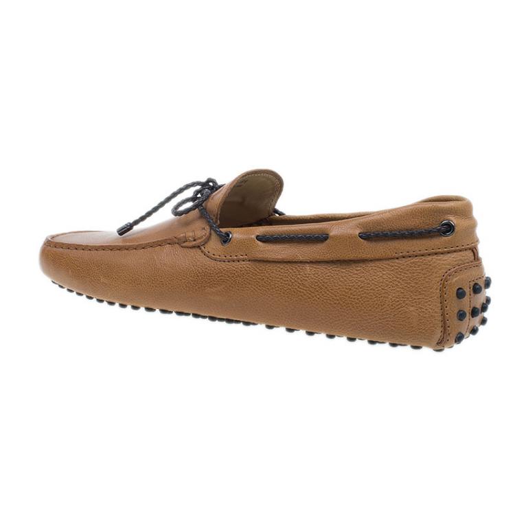 Pre Owned Tod's Brown Leather Bow Loafers Size 42.5