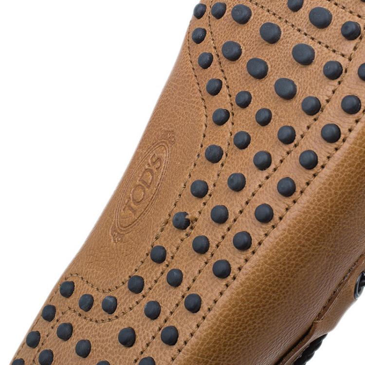 Pre Owned Tod's Brown Leather Bow Loafers Size 42.5