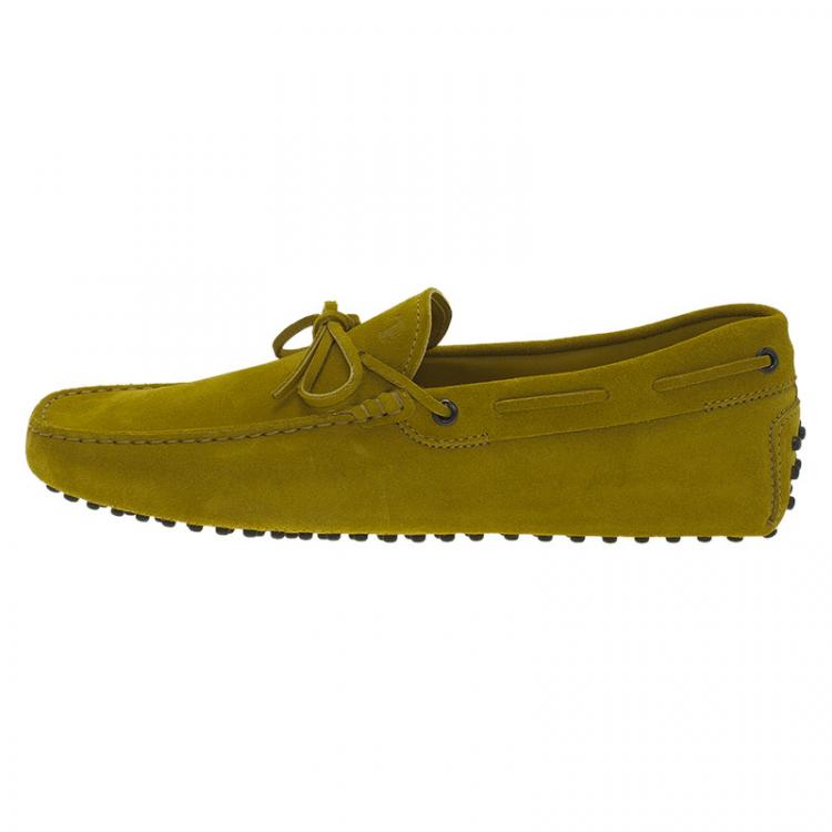 Pre Owned Tod's Mustard Suede Bow Loafers Size 42.5