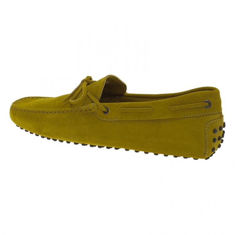 Pre Owned Tod's Mustard Suede Bow Loafers Size 42.5