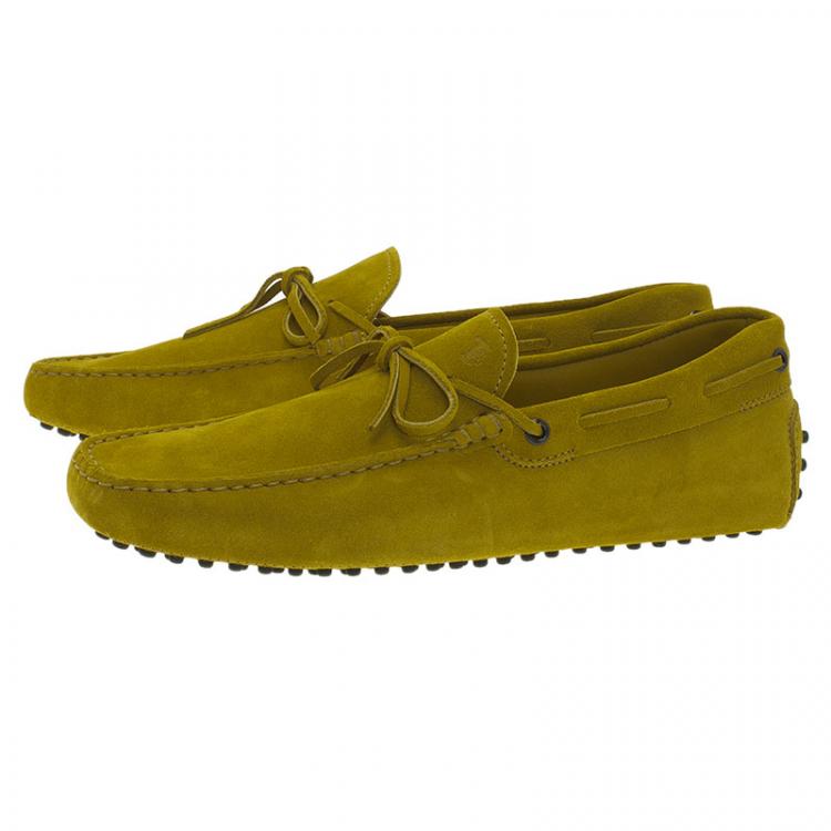 Pre Owned Tod's Mustard Suede Bow Loafers Size 42.5