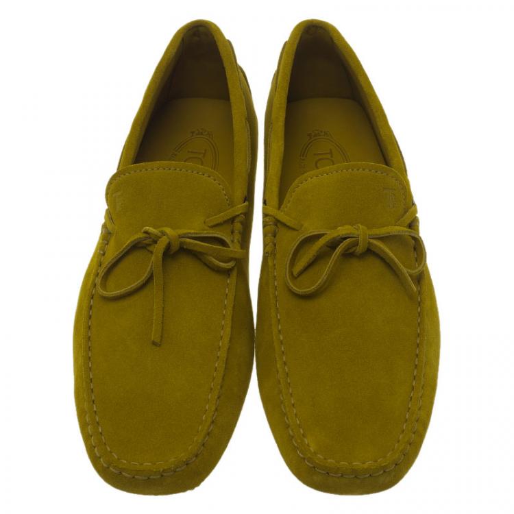 Pre Owned Tod's Mustard Suede Bow Loafers Size 42.5