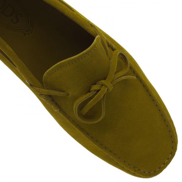 Pre Owned Tod's Mustard Suede Bow Loafers Size 42.5
