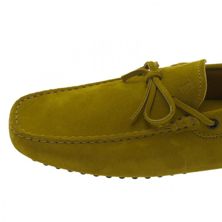 Pre Owned Tod's Mustard Suede Bow Loafers Size 42.5