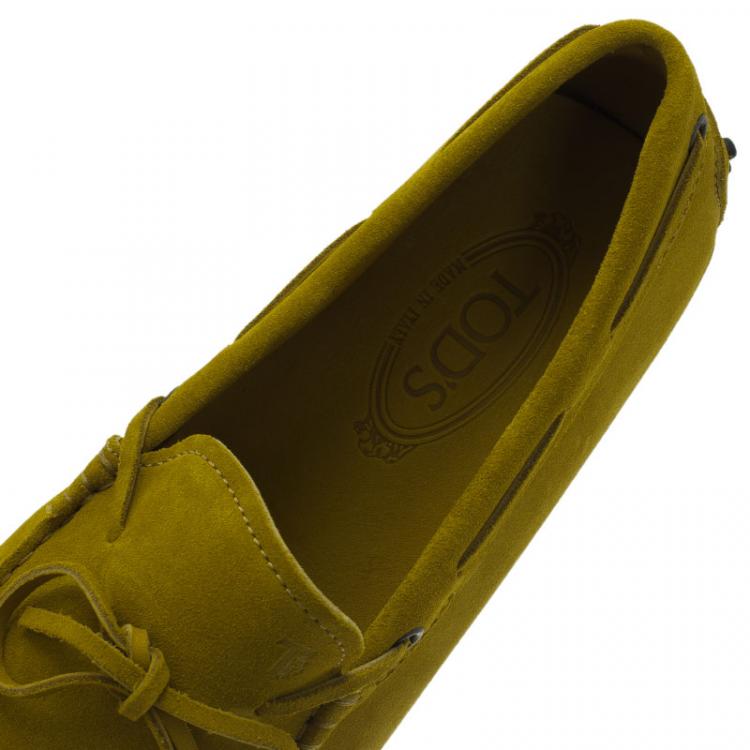Pre Owned Tod's Mustard Suede Bow Loafers Size 42.5