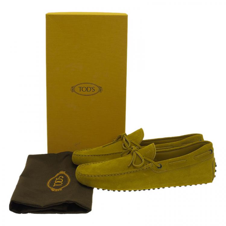 Pre Owned Tod's Mustard Suede Bow Loafers Size 42.5