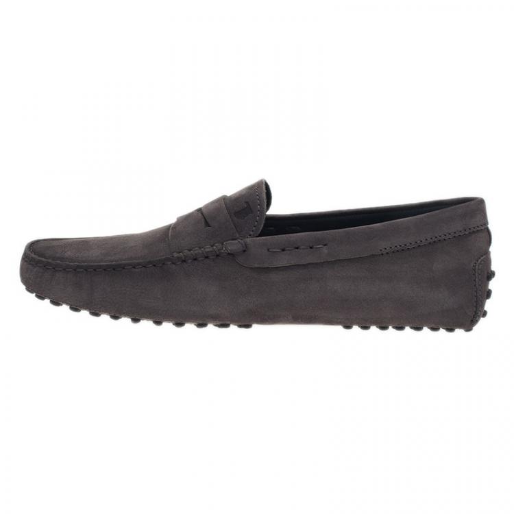 Pre Owned Tod's Grey Suede Penny Loafers Size 42