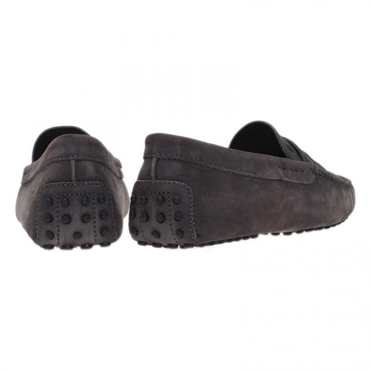 Pre Owned Tod's Grey Suede Penny Loafers Size 42