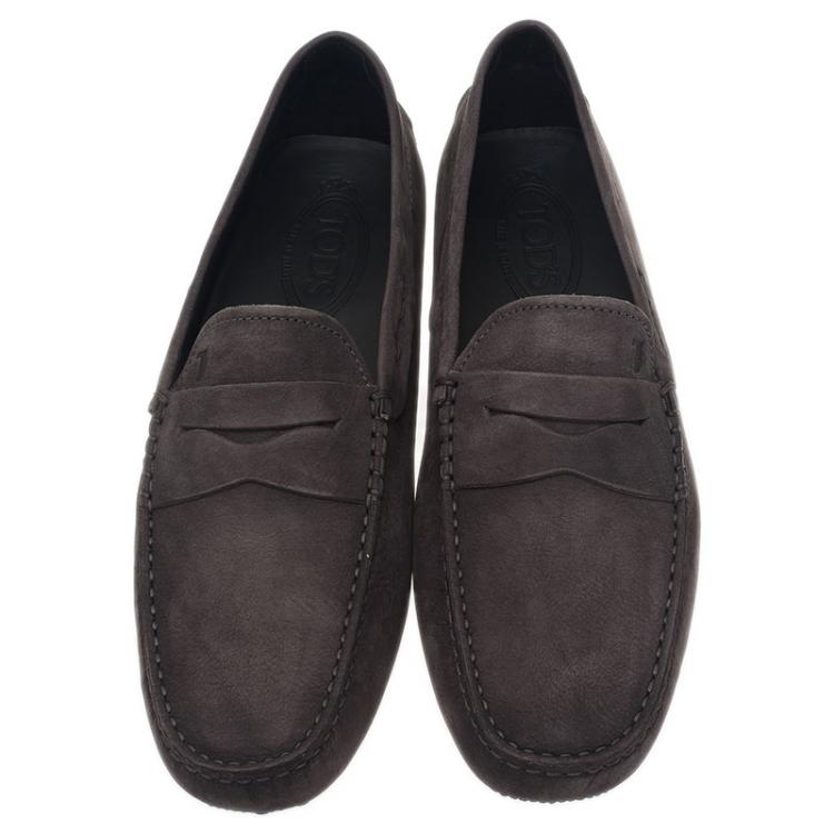Pre Owned Tod's Grey Suede Penny Loafers Size 42