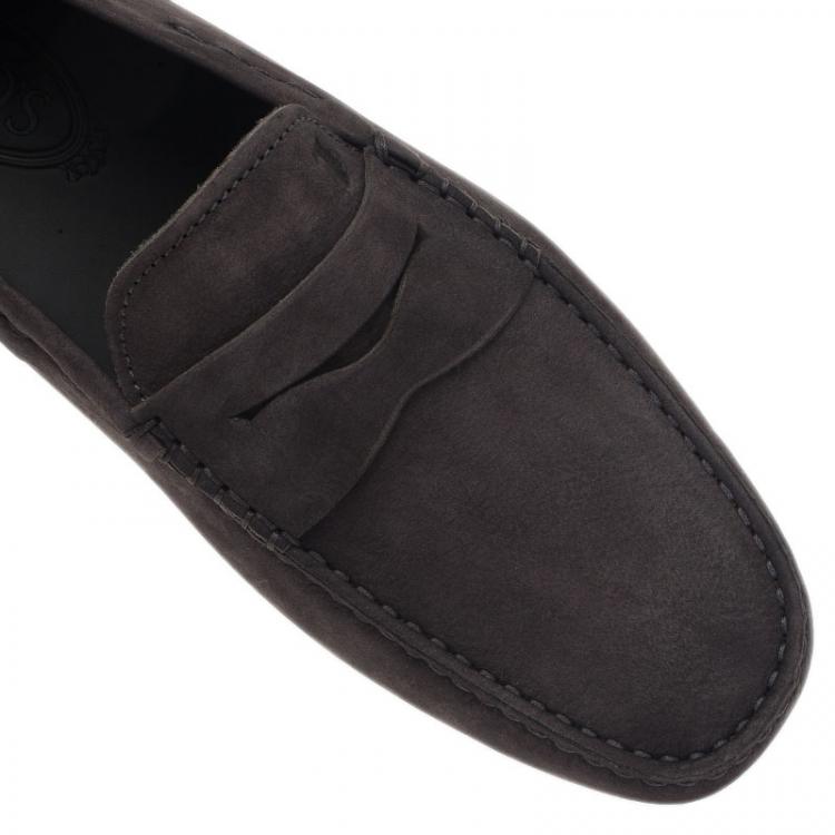 Pre Owned Tod's Grey Suede Penny Loafers Size 42