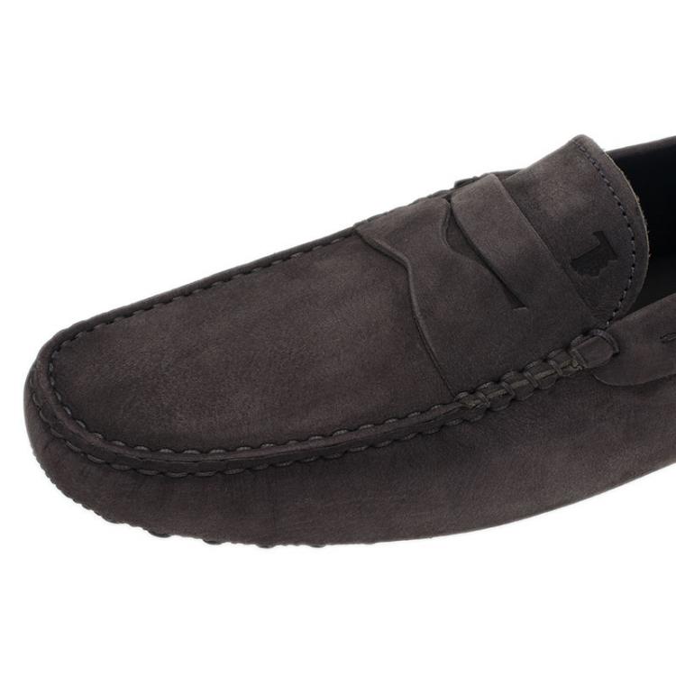 Pre Owned Tod's Grey Suede Penny Loafers Size 42