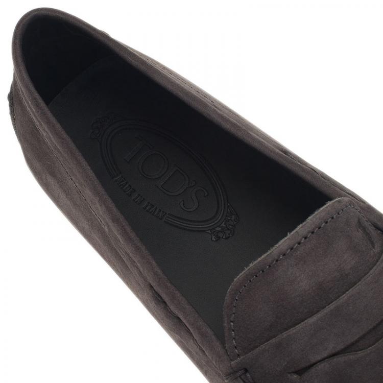 Pre Owned Tod's Grey Suede Penny Loafers Size 42