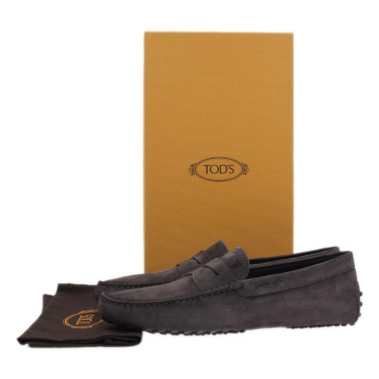 Pre Owned Tod's Grey Suede Penny Loafers Size 42