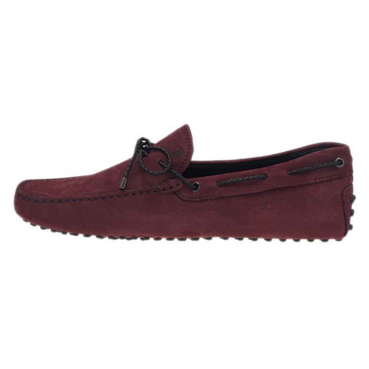 مملوكة مسبقًا Tod's Burgundy Suede Bow Loafers Size 42.5