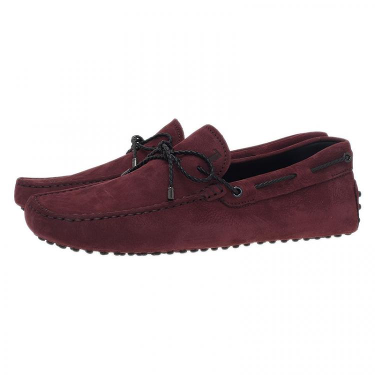 مملوكة مسبقًا Tod's Burgundy Suede Bow Loafers Size 42.5