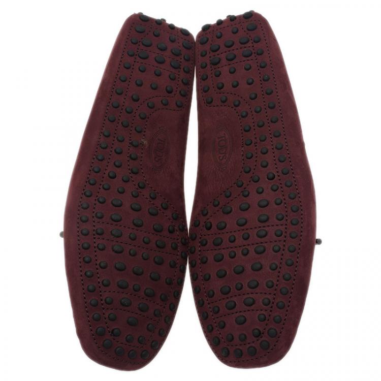 مملوكة مسبقًا Tod's Burgundy Suede Bow Loafers Size 42.5