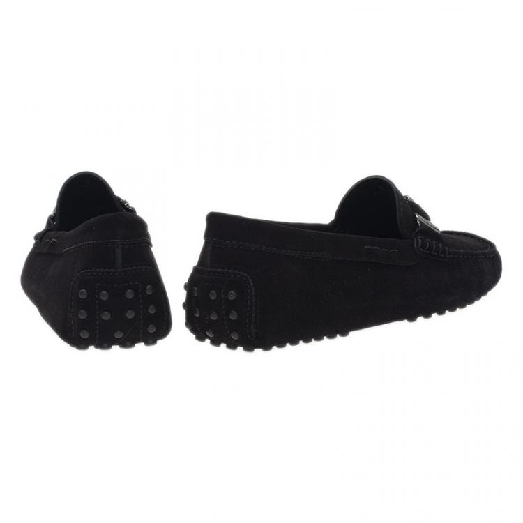 مملوكة مسبقًا Tod's Black Suede Horsebit Buckle Loafers Size 42