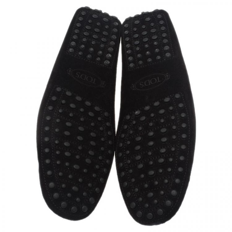 مملوكة مسبقًا Tod's Black Suede Horsebit Buckle Loafers Size 42