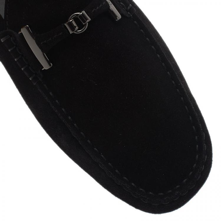 مملوكة مسبقًا Tod's Black Suede Horsebit Buckle Loafers Size 42