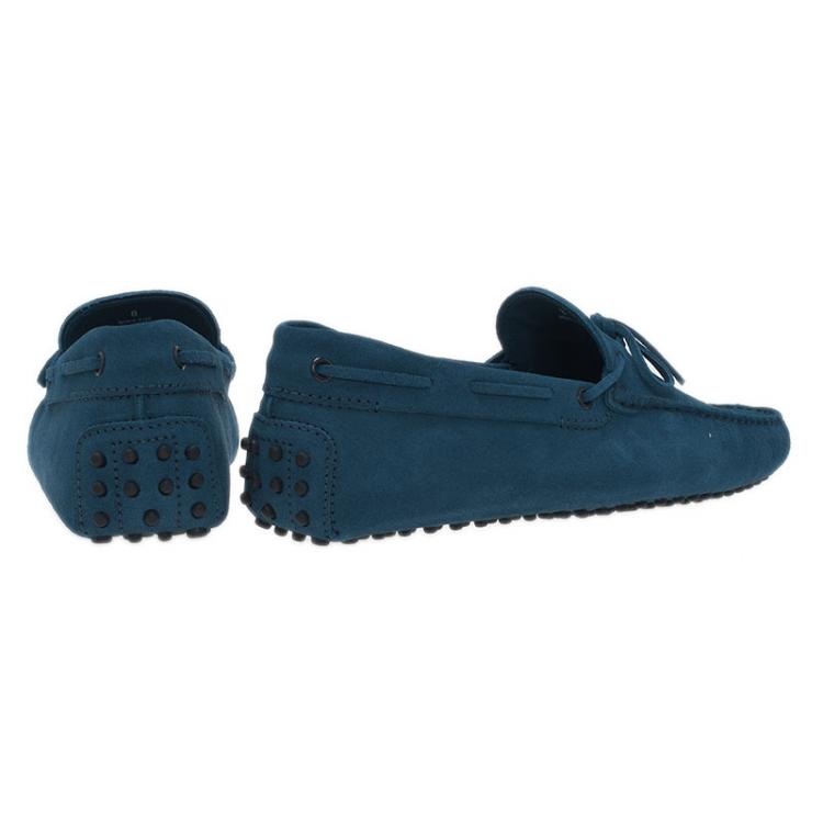 مملوكة مسبقًا Tod's Blue Suede Bow Loafers Size 42