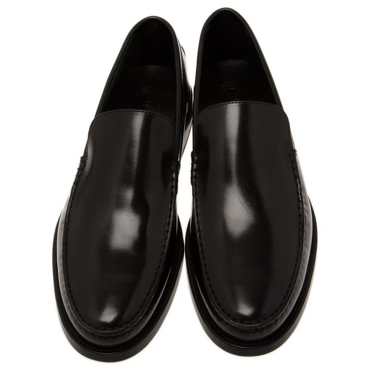 Pre Owned Tod's Black Leather Slip On Loafers Size 44.5