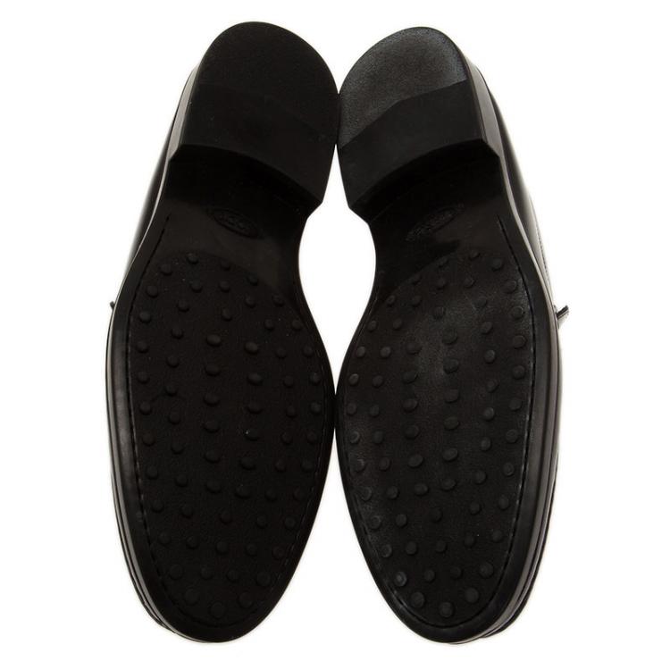 Pre Owned Tod's Black Leather Slip On Loafers Size 44.5