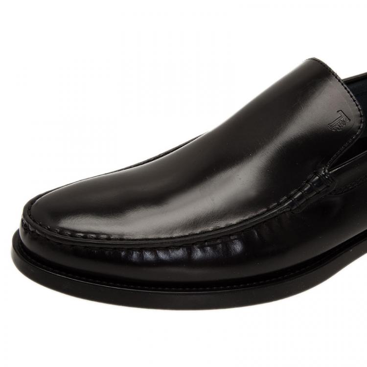 Pre Owned Tod's Black Leather Slip On Loafers Size 44.5