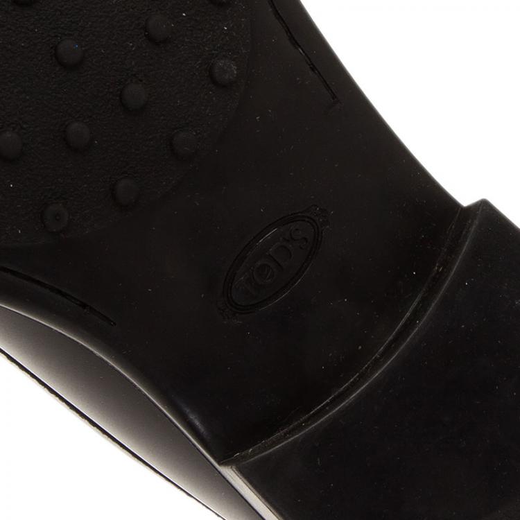 Pre Owned Tod's Black Leather Slip On Loafers Size 44.5