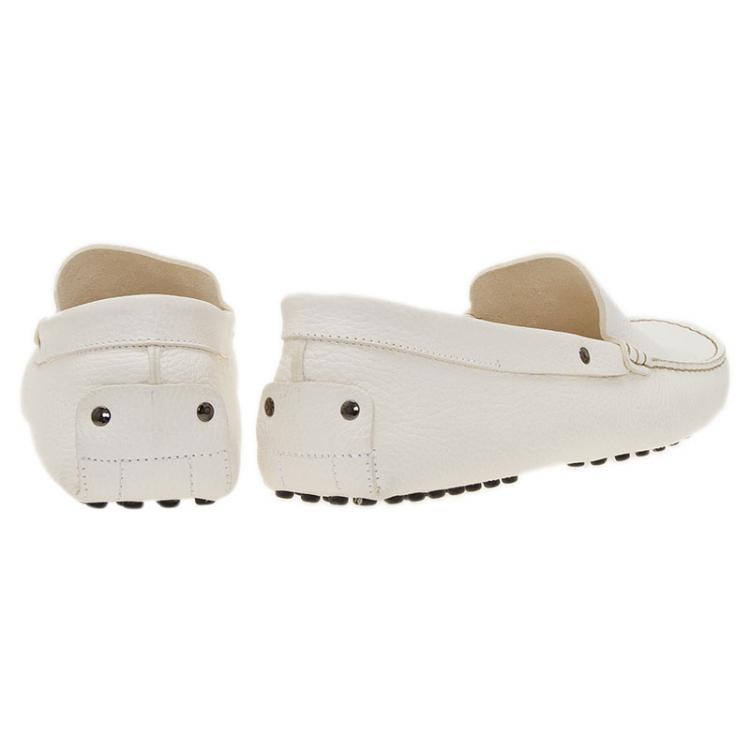 Pre Owned Tod's White Leather Loafers  Size 43