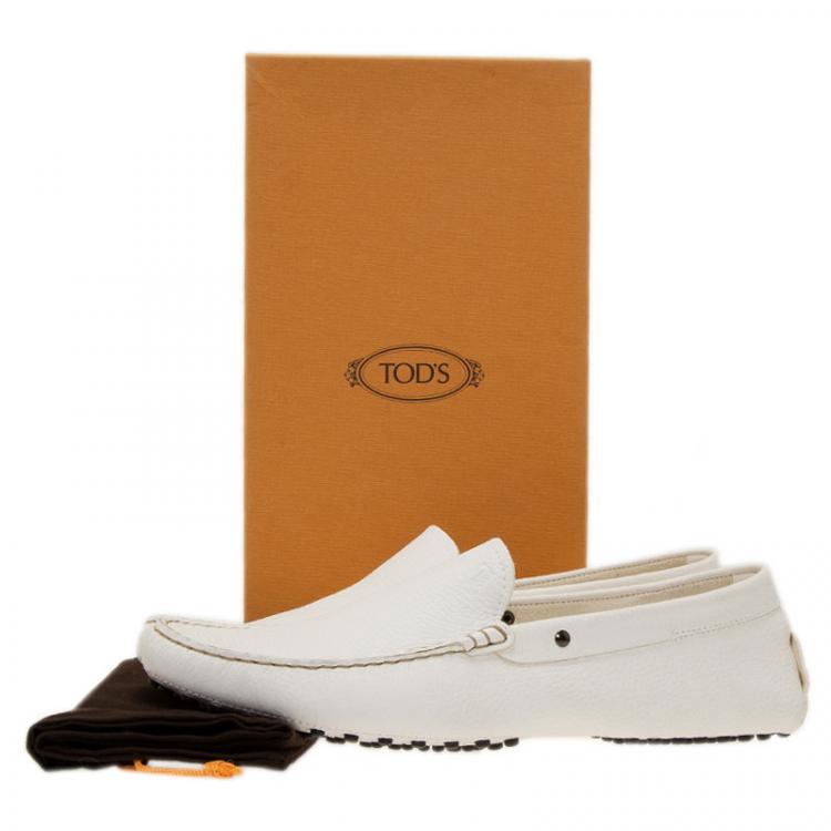 Pre Owned Tod's White Leather Loafers  Size 43