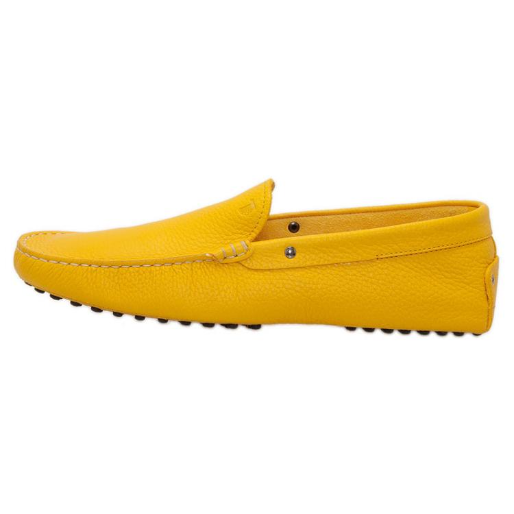 Pre Owned Tod's Yellow Leather Loafers  Size 43.5