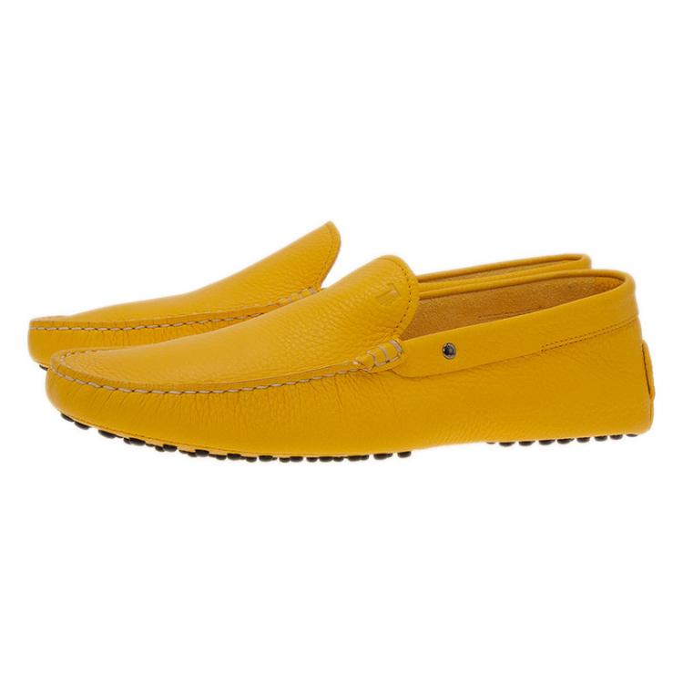 Pre Owned Tod's Yellow Leather Loafers  Size 43.5