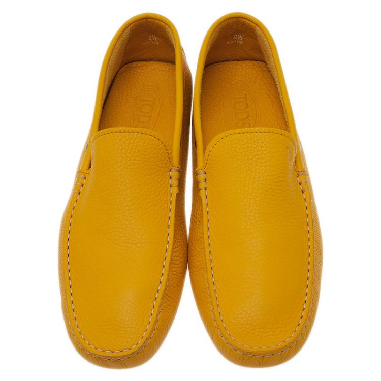 Pre Owned Tod's Yellow Leather Loafers  Size 43.5