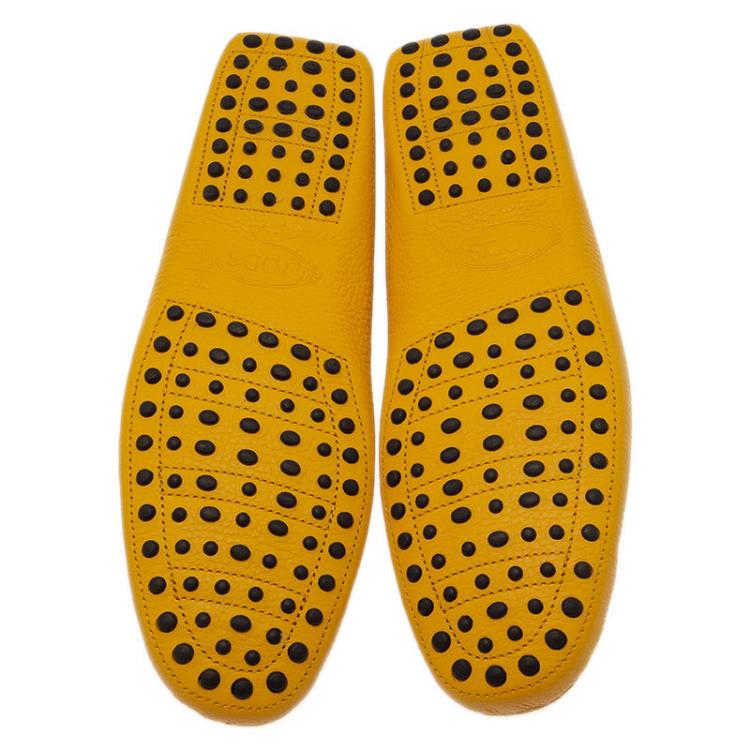Pre Owned Tod's Yellow Leather Loafers  Size 43.5