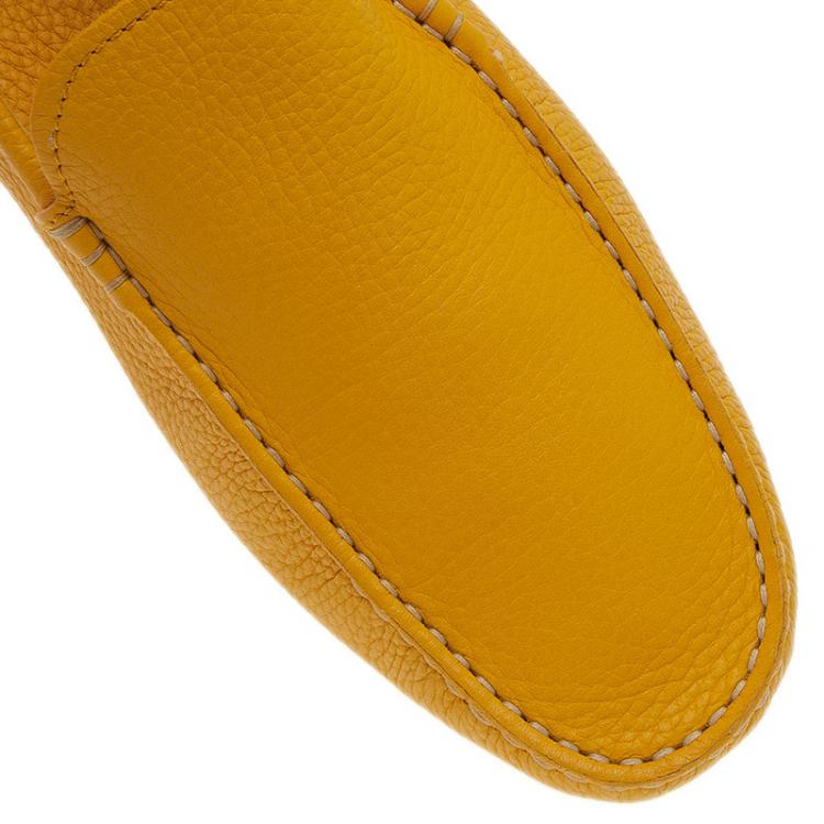 Pre Owned Tod's Yellow Leather Loafers  Size 43.5