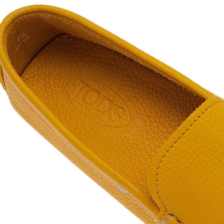 Pre Owned Tod's Yellow Leather Loafers  Size 43.5