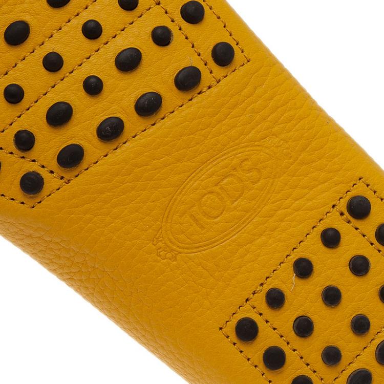 Pre Owned Tod's Yellow Leather Loafers  Size 43.5