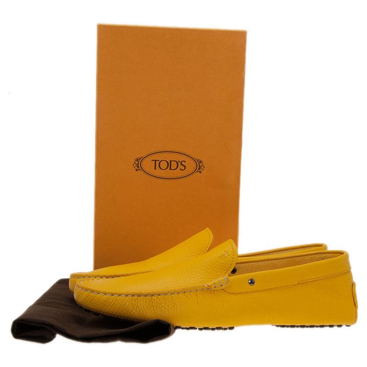 Pre Owned Tod's Yellow Leather Loafers  Size 43.5