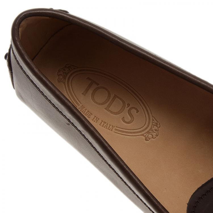 Pre Owned Tod's Brown Leather Horsebit Buckle Loafers Size 44