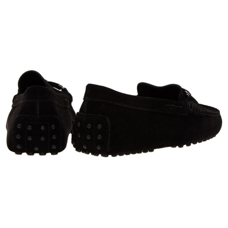Pre Owned Tod's Black Suede Horsebit Buckle Loafers Size 41.5