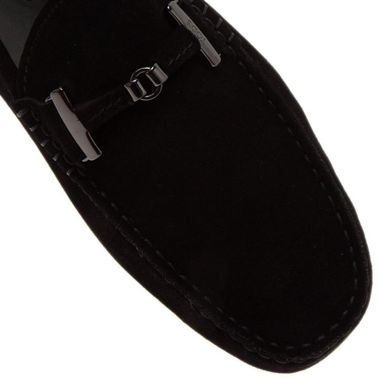 Pre Owned Tod's Black Suede Horsebit Buckle Loafers Size 41.5