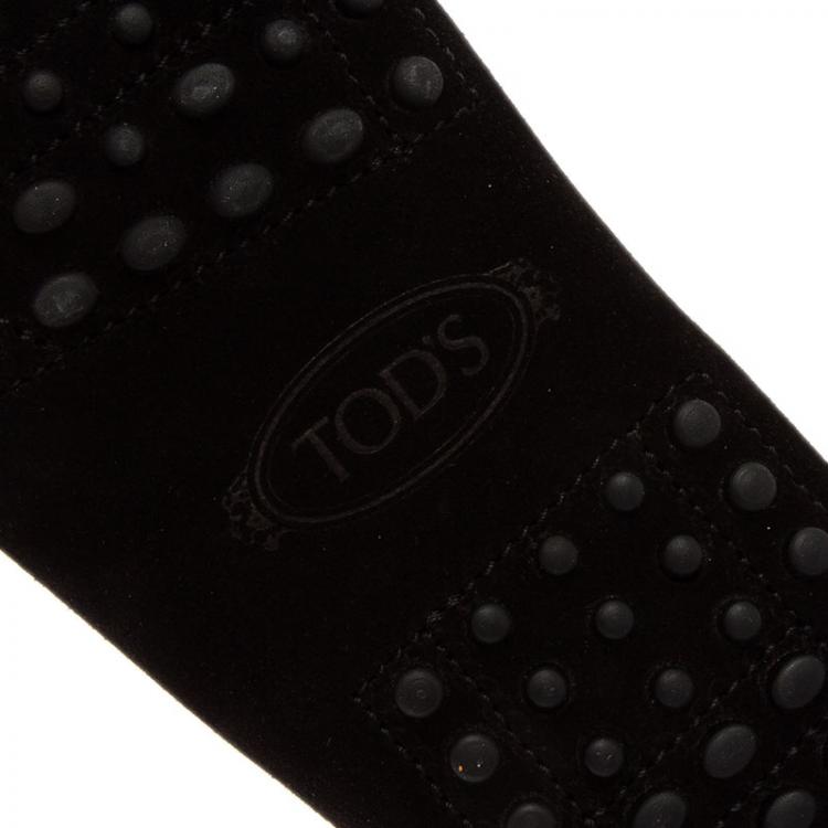 Pre Owned Tod's Black Suede Horsebit Buckle Loafers Size 41.5