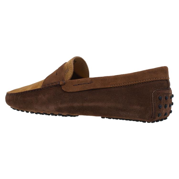 Pre Owned Tod's Brown Shaded Suede Penny Loafers Size 43.5