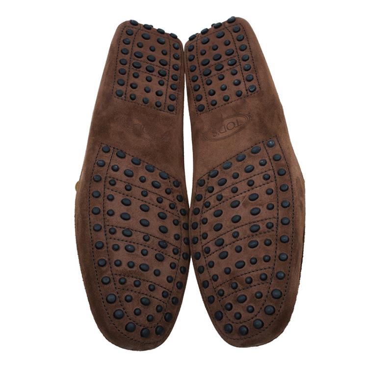 Pre Owned Tod's Brown Shaded Suede Penny Loafers Size 43.5