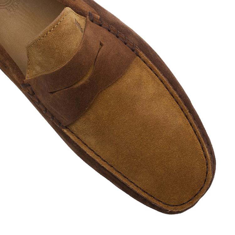 Pre Owned Tod's Brown Shaded Suede Penny Loafers Size 43.5