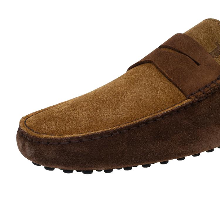Pre Owned Tod's Brown Shaded Suede Penny Loafers Size 43.5